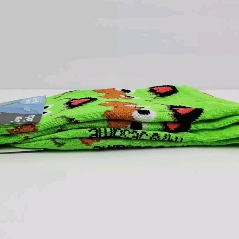 4/$25 Sesame Street Oscar the Grouch Novelty Character Crew Socks New - Picture 4 of 4